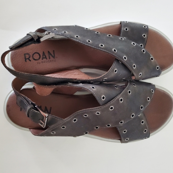 ROAN by BED STU Sz 10 HALI Criss Cross Leather Upper Platform Sandals Buckle - Picture 6 of 14